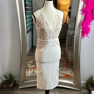 INTRIGUE COUTURE Elegant White Scallop Lace Dress
